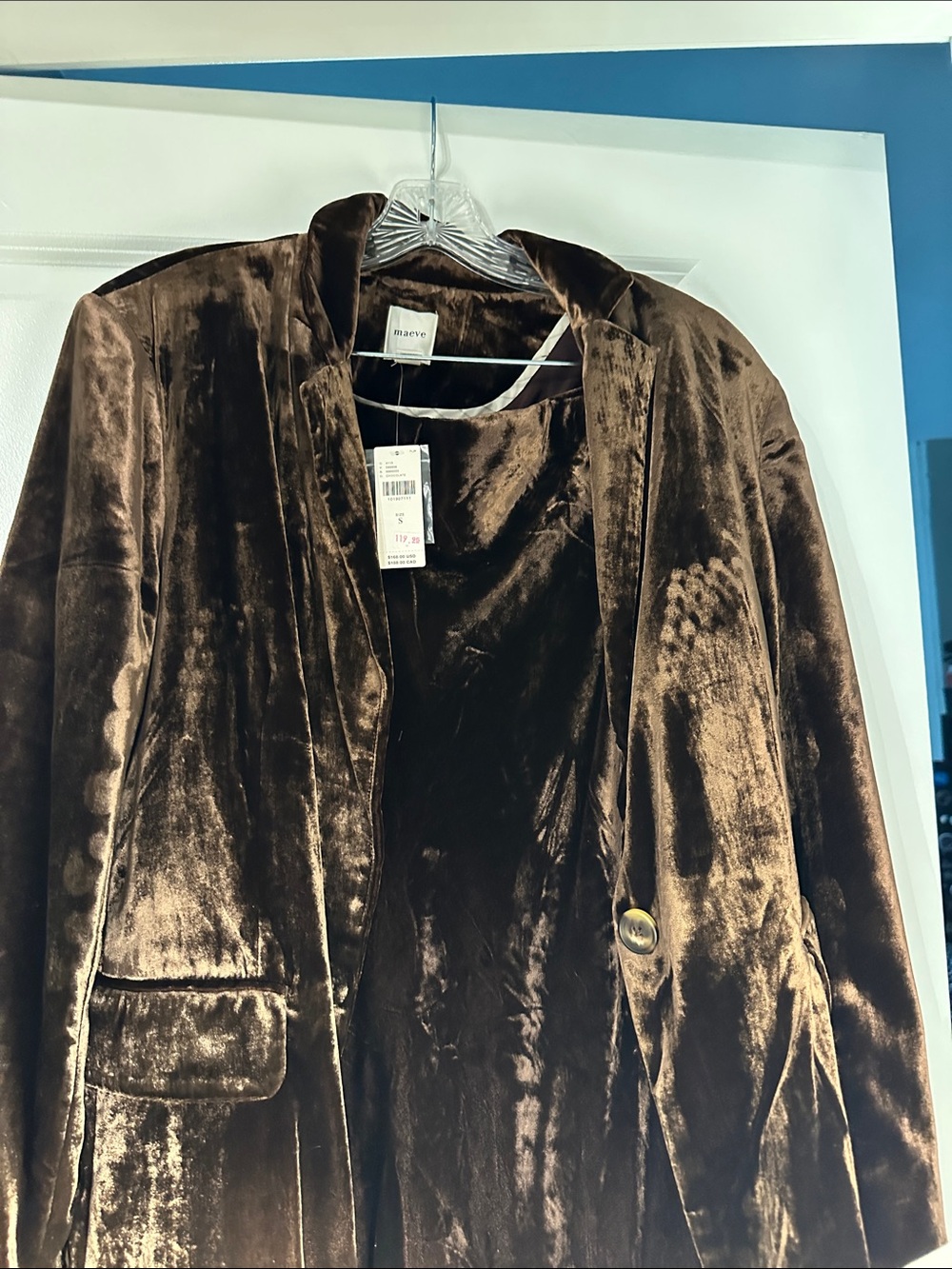 rave Dark Brown Velvet Blazer Jacket